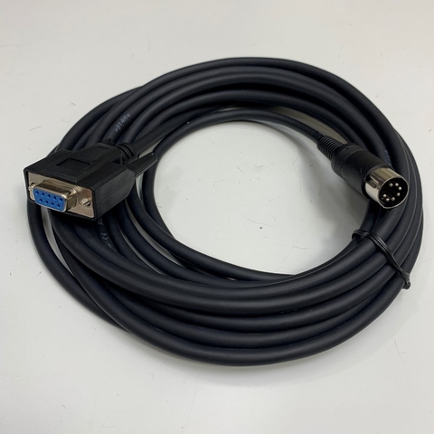 Cáp Điều Khiển RS-232C P/N AX-KO1786-500 Dài 5M 17ft Shielded Cable SHIN HWA E97577 Connector 7 Pin DIN Male Plug to DB9 Female For Balances A&D HV-G, HV-WP, Series witch Computer Data Communication