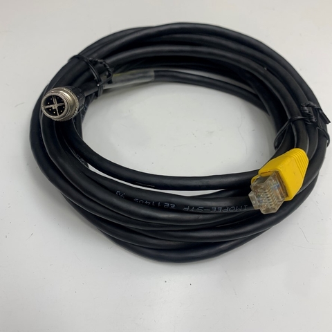 Cáp Điều Khiển 5.5M 18ft CCB-84901-2001-05 Cable M12 X-Code 8 Pin Male to RJ45 Ethernet Black Cable Shielded For In-Sight Vision Sensors Cognex Industrial Camera Flexible Gigabit Network