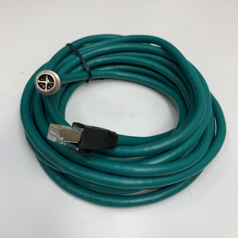 Cáp Điều Khiển CCB-84901-2RBT-04 Dài 4M 13ft Cable M12 X-Code 8 Pin Male to RJ45 Ethernet Blue Cable Shielded For In-Sight Vision Sensors Cognex Industrial Camera Flexible Gigabit Network
