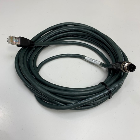 Cáp Điều Khiển M12EN-M8SR-5M Dài 5M 17ft Cable M12 A-Code 8 Pin Male to RJ45 Shielded E54661 CSA AWM LL54185 80C 30V Green For Cognex Industrial Camera Flexible Gigabit Network