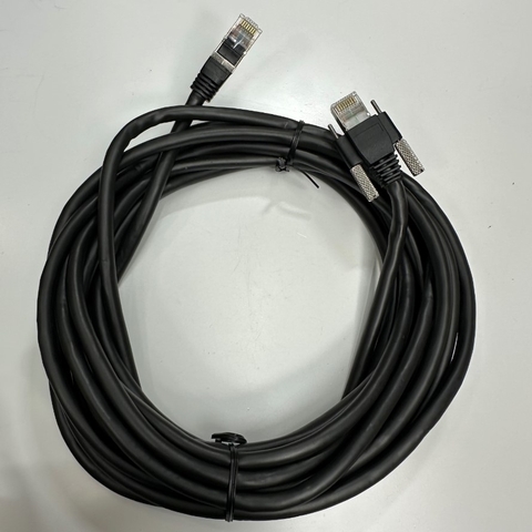 Cáp 5M 17ft Hàng Theo Thiết Bị OEM Thay Thế MV-ACG-RJ45s-RJ45-ST-5M GigE CAT6 S/STP PoE Power Ethernet RJ45 Screw Locking Cable Industrial Camera