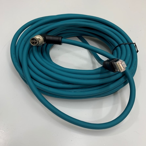 Cáp Right Angle M12 8 Pin Male X-Coded to RJ45 Industrial Ethernet CAT6 Shielded Cable OEM Cognex CCB- CCB-84901-6003-15 Dài 15M 50ft For Cognex Industrial Camera