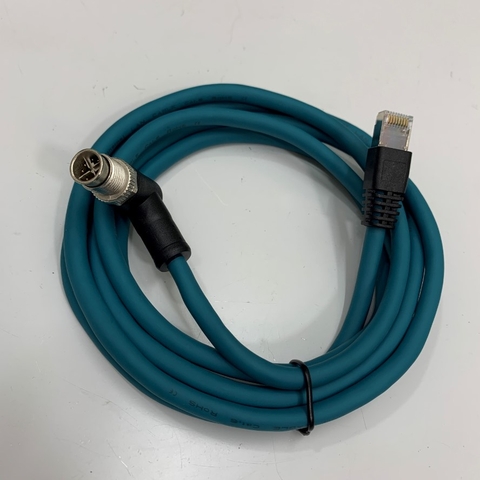 Cáp Right Angle M12 8 Pin Male X-Coded to RJ45 Industrial Ethernet CAT6 Shielded Cable OEM Cognex CCB-84901-6005-02 Dài 2M 6.5ft For Cognex Industrial Camera