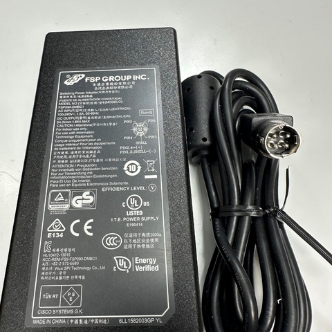 Adapter 54V 1.66A 90W Original FSP Group Inc FSP090-DMBC1 For Cisco SG300-10 10 Port Gigabit Managed Switch Connector Size 4PIN Mini Din 10mm