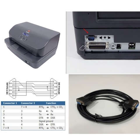 Cáp Máy In Olivetti MB2 Passbook Printer With Scanner In Ma Trận Điểm For Sổ Tiết Kiệm Ngân Hàng Giấy Chứng Nhận Quyền Sử Dụng Đất Hộ Chiếu RS232 Black Length 3M