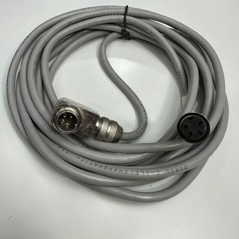 Cáp 5M 17ft Connector AISG DIN Right Angle 4 Pin Male to 4 Pin Female Shielded Cable Grey 4 Core x 0.34mm² OD 7.0mm For Signal and Power Cable Industrial