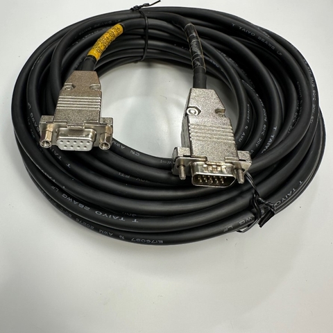 Cáp 12M 40ft PSLH080-SV680L-12.0M-H Metal Shell Connector DB15 HD VGA 15 Pin Male to DB9 Female Cable TAIYO E176097 26AWG OD 6.5mm For Industrial Motor Control Cable
