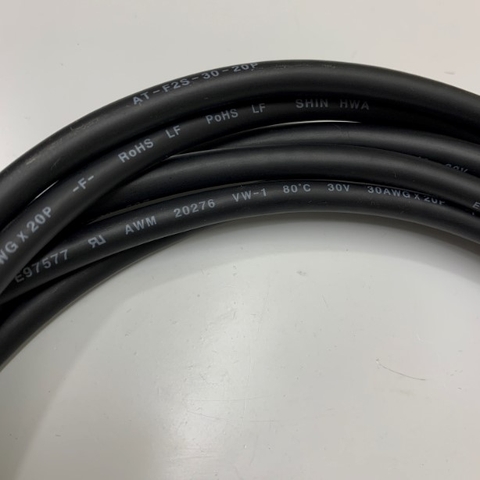 Cáp Tín Hiệu 7ft Dài 2M SHIN HWA 40 Core x 0.05mm² AT-F2S-20P E97577 AWM 20276 VW-1 80C 30V 30AWG x 20P OD 7.2mm For Servo Driver