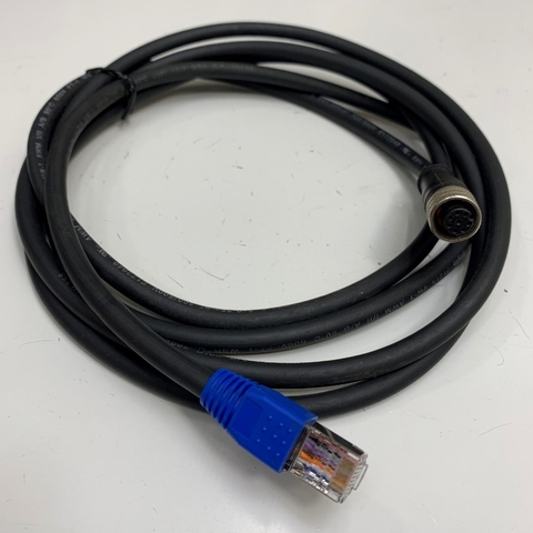 Cáp 5M 17ft OEM Thay Thế HF8TCB-ETHER-005 Cable M12 A-Code 8 Pin Female to RJ45 Plug Industrial Ethernet For Honeywell HF810/HF811 Barcode Scanner
