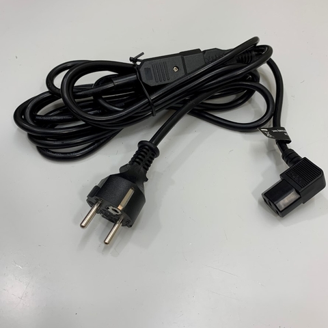 Dây Nguồn Vuông Góc Phải Chữ L 90 Độ AC Power Cord European CEE7/7 Schuko Plug to C13 Right Angle 10A 250V 3x0.75mm² 18AWG OD 6.8mm Length 4.5M