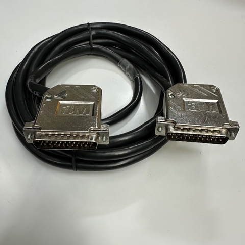 Cáp 3.1M 10.3ft Shielded Cable DB25 Male to Male 60 Degree Connector 3M Metal Shell Serial RS232 Cable 28AWG 80°C 300V Black OD 9.5mm For Power I/O Servo Drive and Laser Marker Controller