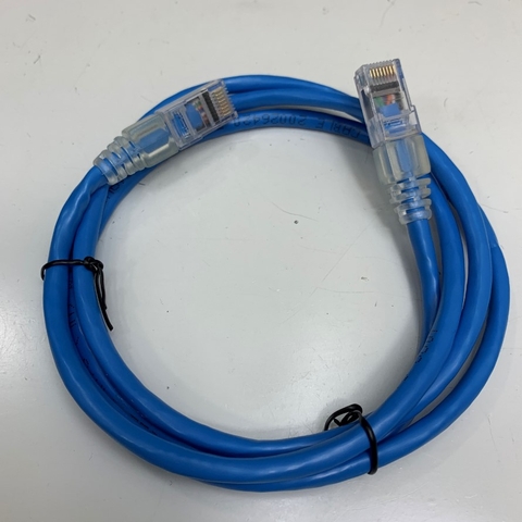 Cáp Mạng Công Nghiệp CAT5E U/UTP PVC UL CM Cable E98256 4PR Industrial Ethernet RJ45 Gigabit Lan Network PVC Blue 24AWG Dài 1.3M 4.3ft For Servo, PLC, HMI, Ethernet Network Cable