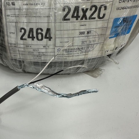 Cáp Điều Khiển SHIN HWA Shielded Aluminium Foil 300M 1000ft 2 Core x 0.25mm² Cable E97577 AWM 2464 24AWG 80°C 300V OD 5.0mm Grey For Industrial Power and I/O Data Control Cable RS422/RS485 Communication