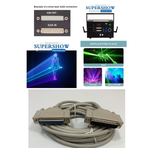 Cáp Kết Nối ILDA Laser Cable 5M DB25 Male to Female For Kết Nối Ánh Sáng Hình Ảnh 3D Quán Bar Vũ Trường Laserworld Laser Systems