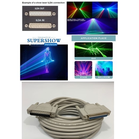 Cáp Kết Nối ILDA Laser Cable 10M DB25 Male to Female For Kết Nối Ánh Sáng Hình Ảnh 3D Quán Bar Vũ Trường Laserworld Laser Systems Lighting Remote Control
