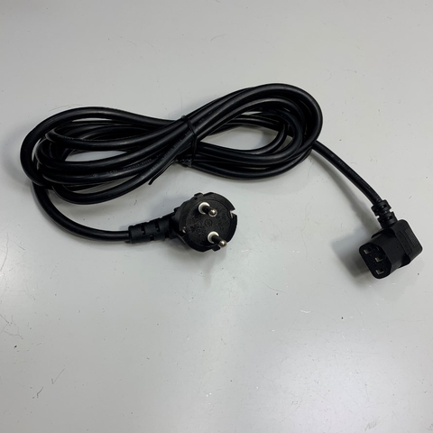 Dây Nguồn Vuông Góc Phải Chữ L 90 Độ DONG YANG 90 Degree Europe Schuko CEE7/7 Plug to Right Angle IEC C13 10A-7A 250V 18AWG 3x0.75mm² Cable Black OD 7.0mm Dài 3M 10ft