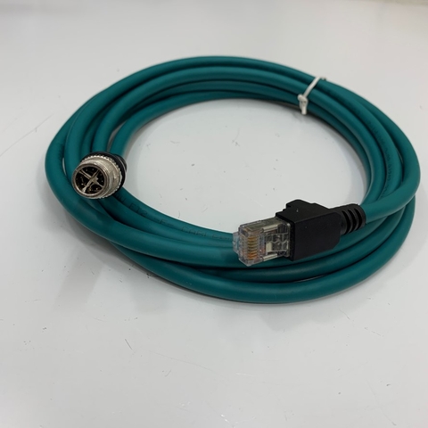 Cáp Điều Khiển CCB-84901-2RBT-03 Dài 3M 10ft Cable M12 X-Code 8 Pin Male to RJ45 Ethernet Blue Cable Shielded For In-Sight Vision Sensors Cognex Industrial Camera Flexible Gigabit Network