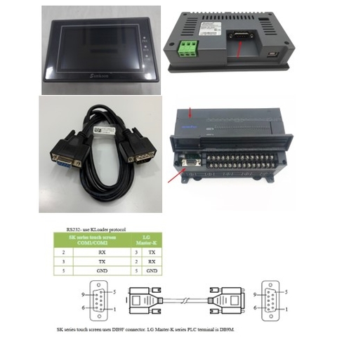 Cáp Lập Trình HMI Samkoon SK Series Với PLC LG Master-K Series Terminal is DB9M Connection Cable K1C-050A RS232 DB9 Female to DB9 Male Dài 3M Có Chống Nhiễu Shielded