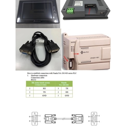 Cáp Lập Trình HMI Samkoon SK Series Với PLC Nanda NA-200/400 Series Cable RS232 DB9 Female to DB9 Male Dài 1.8M Có Chống Nhiễu Shielded