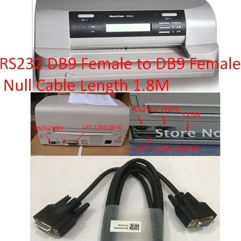 Cáp Máy In Nantian PR9 PR90 Printer In Ma Trận Điểm For Hộ Chiếu Sổ Tiết Kiệm Ngân Hàng Giấy Chứng Nhận Quyền Sử Dụng Đất RS232 DB9 Female to DB9 Female Null Cable Length 1.8M