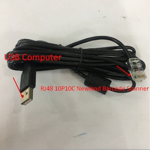 Cáp Kết Nối Máy Quét Newland Barcode Scanner CBL053U Cable USB to RJ48 10P10C For Barcode Scanner FM100 FM420 FR20 FM30 Length 2M