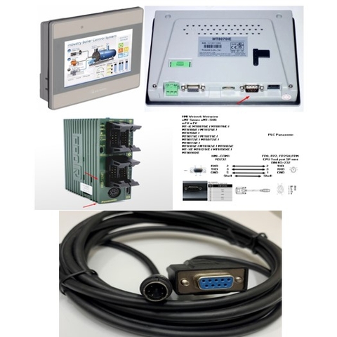 Cáp Lập Trình HMI Weintek Weinwiew Series Với PLC Panasonic FP Series Terminal is MD5M Connection Cable RS232 Mini Din 5 Pin to DB9 Female Dài 3M