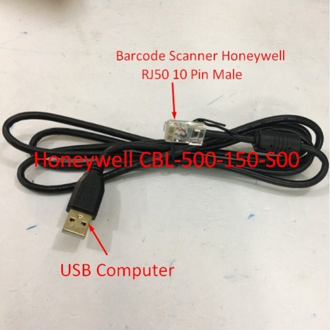 Cáp Honeywell CBL-500-150-S00 For Máy Quét Mã Vạch Barcode Scanner Honeywell Voyager Hyperion Xenon USB Type A 5V Host Power to RJ50 10 Pin Male Black Length 1.5M