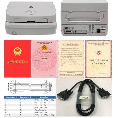 Cáp Máy In Olivetti PR2 Plus In Ma Trận Điểm For Sổ Tiết Kiệm Ngân Hàng Giấy Chứng Nhận Quyền Sử Dụng Đất Hộ Chiếu RS232 DB9 Female to DB9 Female Null Cable PVC Black Length 1.8M