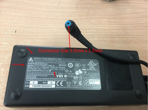 Adapter Original DELTA  ELECTRONICS SADP-135EB B 19V 7.11A 135W Connector Size 5.5mm x 1.7mm