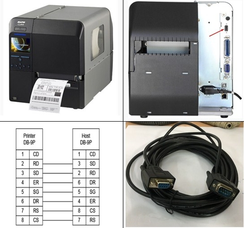 Cáp Máy In Mã Vạch Tem Nhãn Công Nghiệp Industrial Label Printer SATO CL4NX CL6NX RS232C Interface RS232 DB9 Female to DB9 Male Cable Black Length 7M