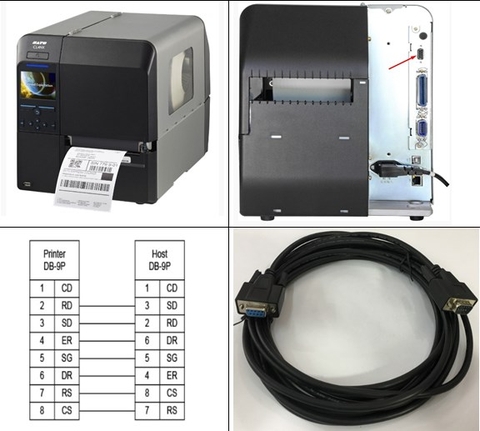 Cáp Máy In Mã Vạch Tem Nhãn Công Nghiệp Industrial Label Printer SATO CL4NX CL6NX RS232C Interface RS232 DB9 Female to DB9 Male Cable Black Length 5M