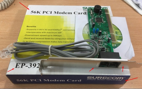 Fax Modem 56K Dial-Up Internet Internal Card PCI 4X SURECOM EP-3921 NETWORKS CARDS Chip MOTOROLA 0636DFEA07