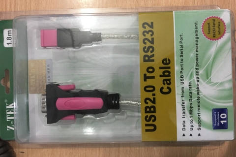 Cáp Chuyển Đổi Cổng USB 2.0 To Serial Cable Adapter Z-TEK ZE533A FTDI Chipset Dài 1.8M