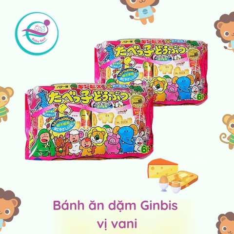 Bánh ăn dặm hình thú Ginbis 25gx6 - Màu hồng (mẫu mới)
