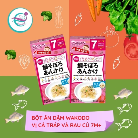 Bột Soup sốt cá tráp, rau củ  Wakodo 7m+