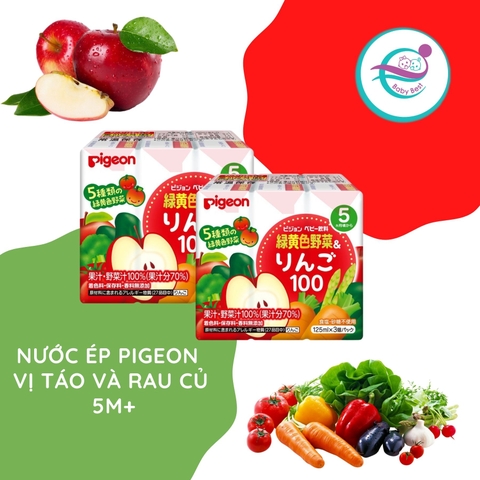 Nước ép Pigeon vị táo và rau xanh 5m+ (125mlx3)