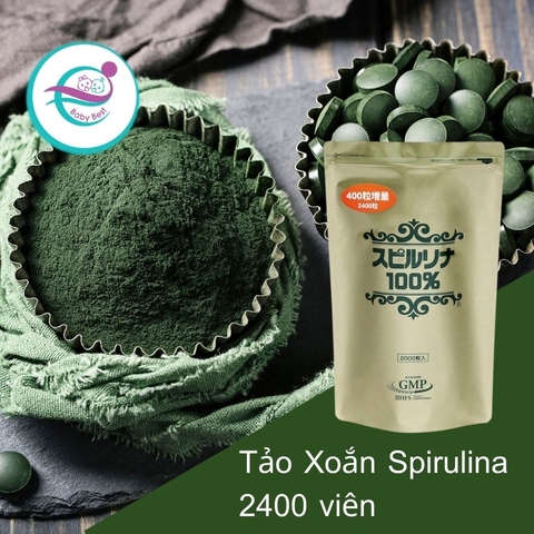 Tảo xoắn Spirulina Nhật Bản dạng túi (2400 viên)