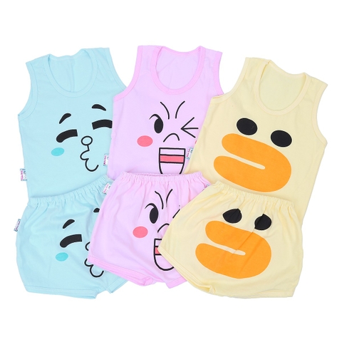 Combo 3 Bộ Áo Ba Lỗ Và Quần Tã Mihababy BN10 - Nhiều Màu