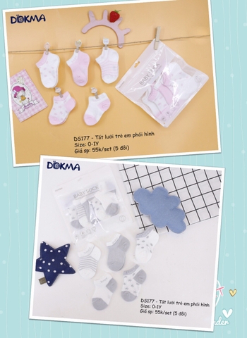 DS177 Tất lưới trẻ em phối hình (set 5 đôi)