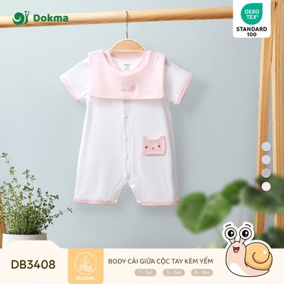 Body cài giữa cộc tay kèm yếm (1-9M)