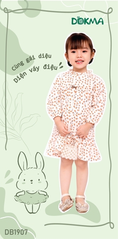 DB1907 Váy dài tay hoa nhí BG DOKMA (2-4Y)