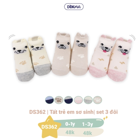 DS362 Tất sơ sinh (sét 3 đôi / lố 12 sét) (NB-1T/1-3T))