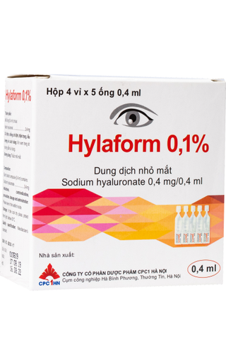 Dung dịch nhỏ mắt Hylaform 0,1 0.4ml điều trị triệu chứng khô mắt, rối loạn biểu mô giác mạc (Hộp 4 vỉ x 5 tép)