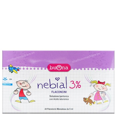 Dung Dịch Muối Ưu Trương Nhỏ Mũi Buona Nebial 3% Giảm Khô Mũi, Chống Sung Huyết Mũi (Hộp 20 Ống)