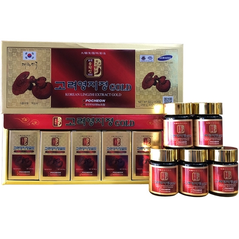 Cao linh chi đỏ Hàn Quốc Korean Lingzhi  Extract Gold hộp 5 lọ