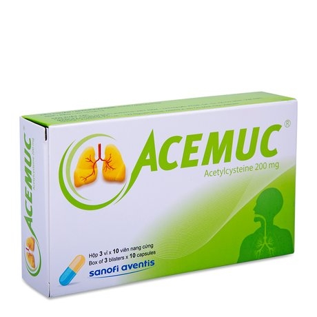 Thuốc điều trị các rối loạn tiết dịch đường hô hấp Acemuc 200mg