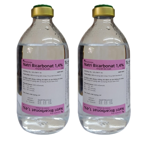 Dịch truyền Natri Bicarbonat 1.4% điều trị kiềm hóa nước tiểu (500ml) kabi