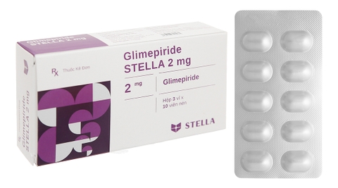 Glimepiride Stella 2mg trị đái tháo đường tuýp 2 (3 vỉ x 10 viên)