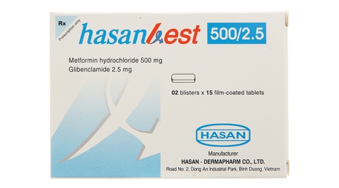 Hasanbest 500/2.5 trị đái tháo đường tuýp 2 (2 vỉ x 15 viên)