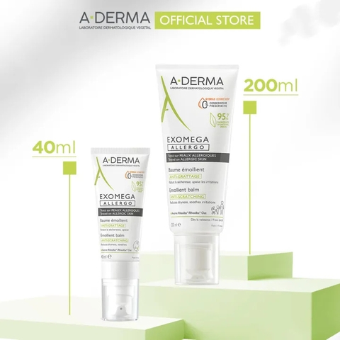 Kem dưỡng ẩm, giảm khô ngứa cho da rất khô, viêm da cơ địa A-Derma Exomega Allergo Emollient Balm 40ml